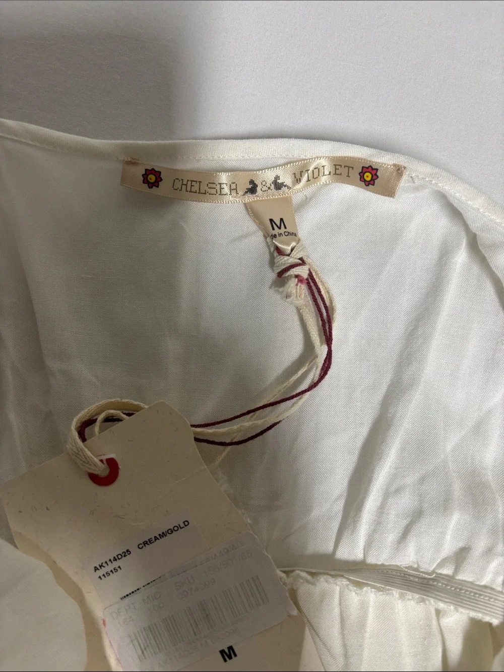 Chelsea & Violet NWT Ivory Metallic Babydoll Mini Dress M